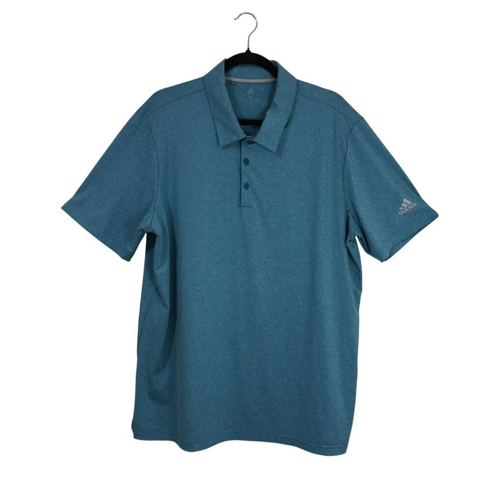 Adidas Polo Shirt Performance Size Xl Blue Moisture Wicking Golf Athletic Mens